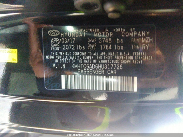 2017 Hyundai Veloster, VIN: KMHTC6AD6HU317726