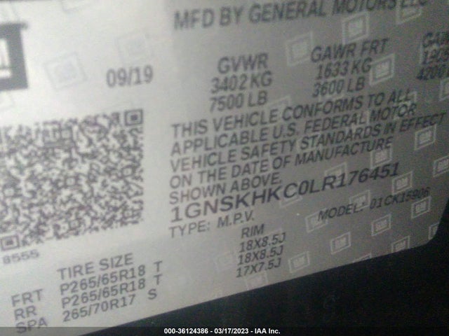 Chevrolet Suburban Lt 2020 1GNSKHKC0LR176451 Image 10