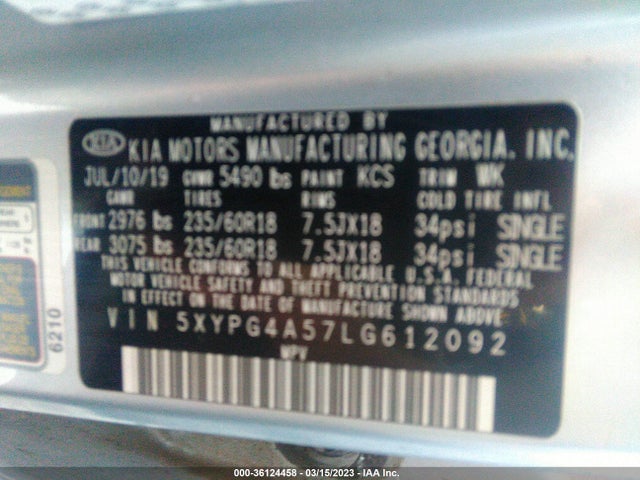 KIA Sorento 3.3l Lx 2020 5XYPG4A57LG612092 Image 9