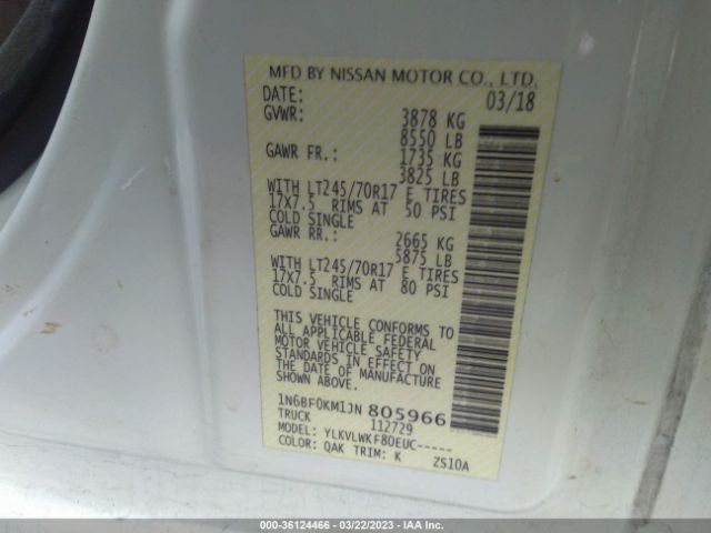 1N6BF0KM1JN805966 Nissan Nv Cargo S