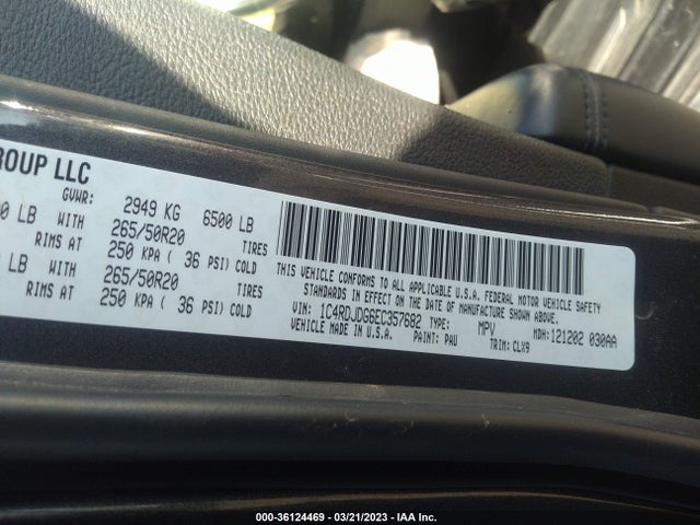 Dodge DURANGO LIMITED 2014 1C4RDJDG6EC357682 Image 9