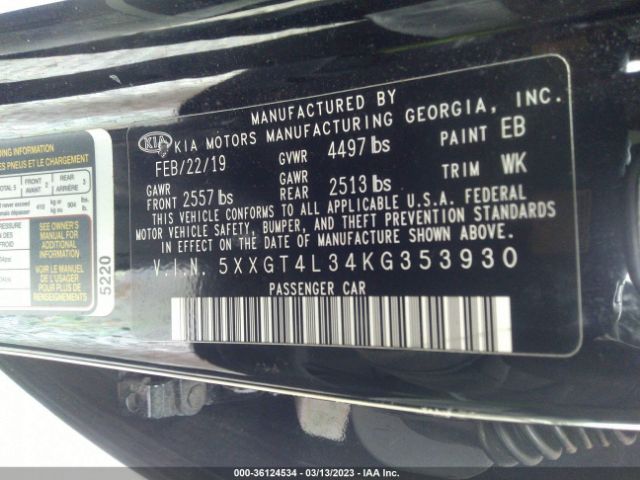 5XXGT4L34KG353930 KIA Optima Lx
