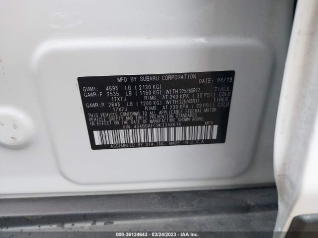 4S4BSAFC9K3348614 Subaru Outback Premium