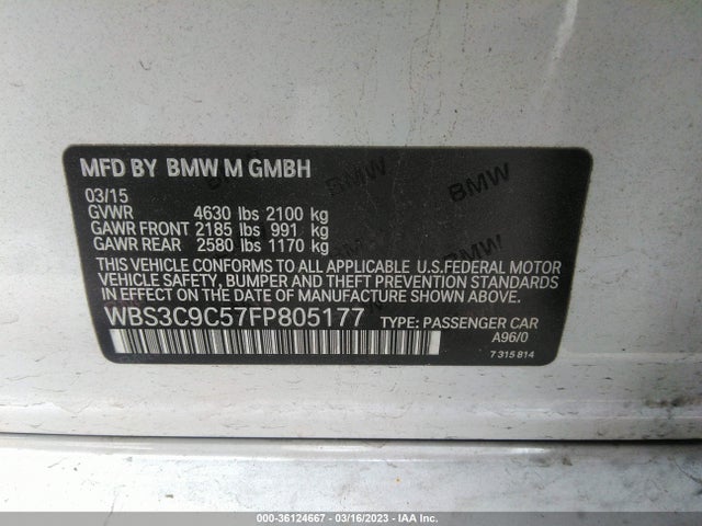2015 BMW M3, VIN: WBS3C9C57FP805177