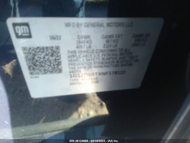 Chevrolet MALIBU LT 2022 1G1ZD5STXNF178110 Image 9