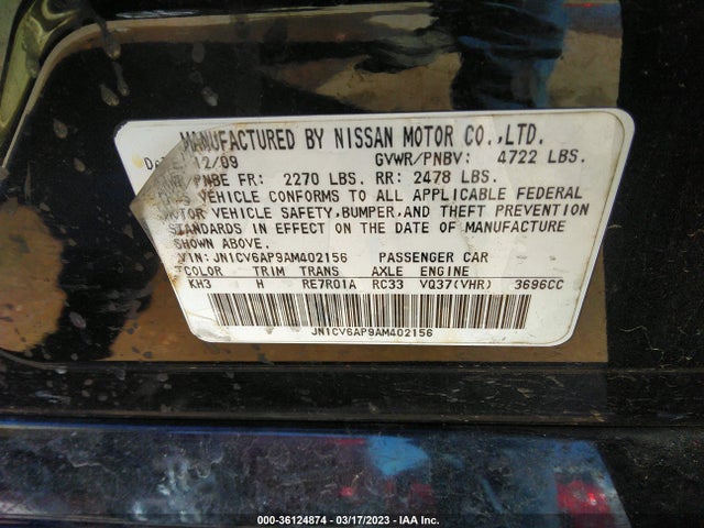 2010 INFINITI G37 SEDAN JOURNEY VIN: JN1CV6AP9AM402156