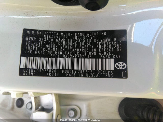Toyota COROLLA LE 2021 5YFEPMAE2MP207018 Image 10