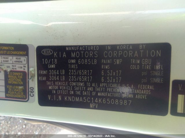 KNDMA5C14K6508987 KIA Sedona L