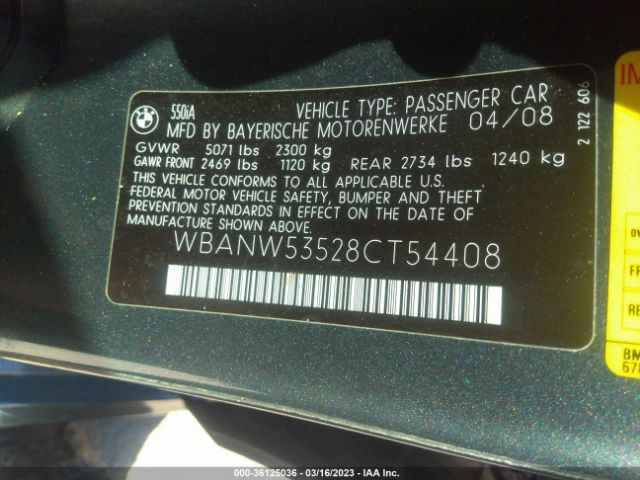 WBANW53528CT54408 BMW 5 Series 550i