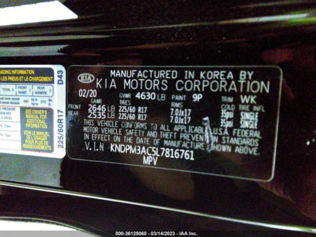 KNDPM3AC5L7816761 KIA Sportage Lx