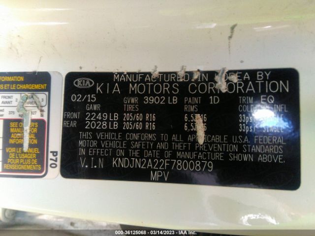 KNDJN2A22F7800879 KIA Soul Base