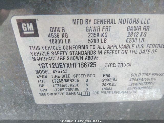 1GT12UEYXHF186725 GMC Sierra 2500hd Denali