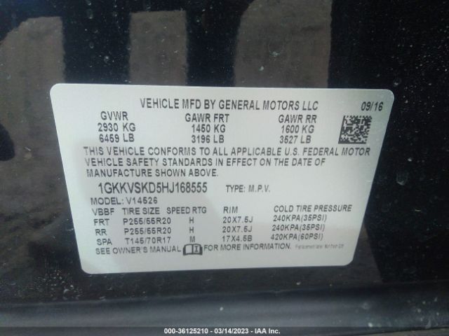 1GKKVSKD5HJ168555 GMC Acadia Limited Limited