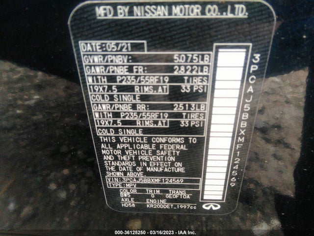 2021 Infiniti QX50, VIN: 3PCAJ5BBXMF124569