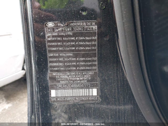 Land Rover Lr4 Lux 2011 SALAK2D48BA547773 Image 10