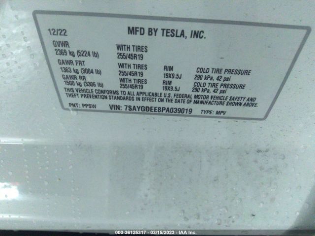 7SAYGDEE8PA039019 Tesla Model Y Long Range