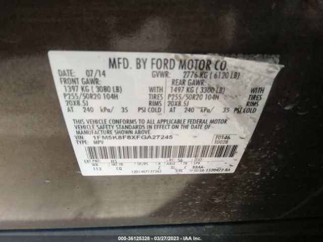 1FM5K8F8XFGA27245 Ford Explorer Limited
