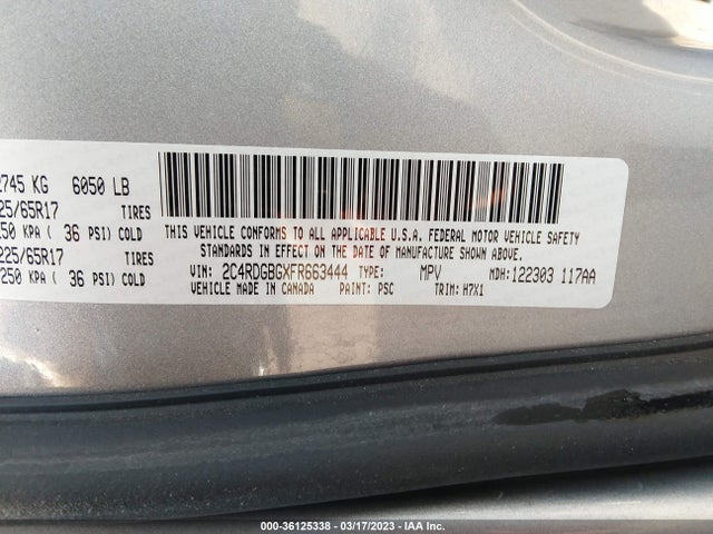 Dodge Grand Caravan Se 2015 2C4RDGBGXFR663444 Image 9