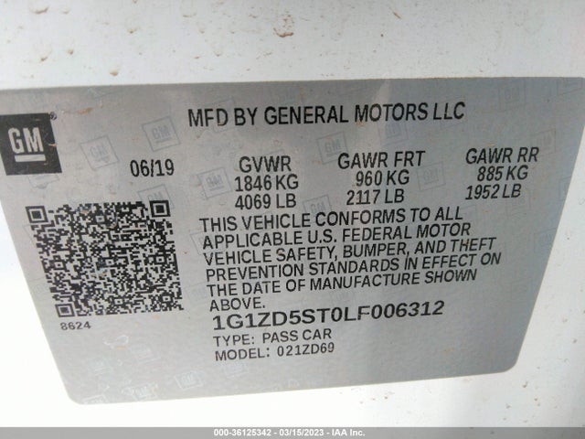 Chevrolet MALIBU LT 2020 1G1ZD5ST0LF006312 Image 9