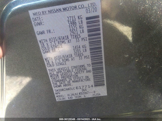 Nissan Pathfinder S 2020 5N1DR2AN5LC617714 Image 10