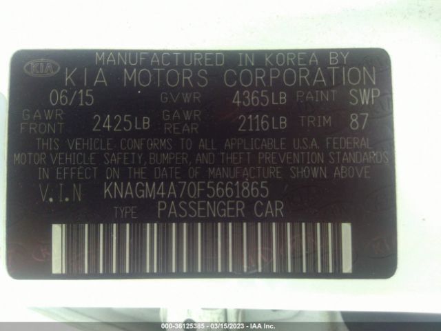 KNAGM4A70F5661865 KIA Optima Lx