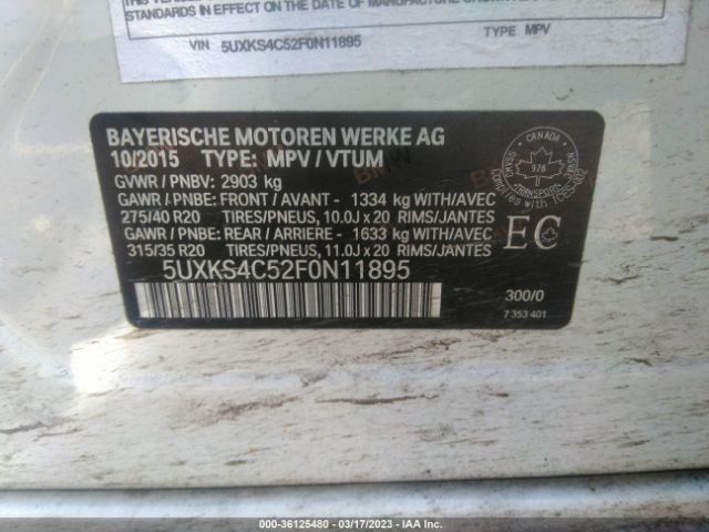 5UXKS4C52F0N11895 BMW X5 Xdrive35d