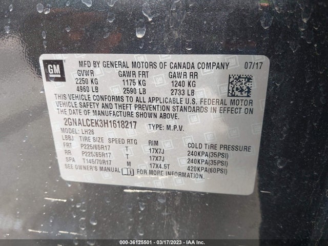 Chevrolet EQUINOX LT 2017 2GNALCEK3H1618217 Image 11