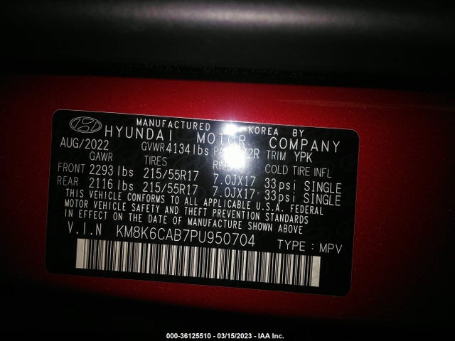 2023 Hyundai Kona, VIN: KM8K6CAB7PU950704