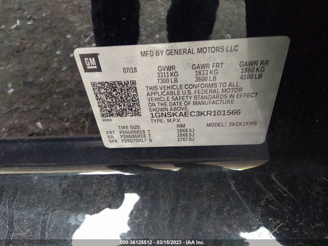 Chevrolet Tahoe Ls 2019 1GNSKAEC3KR101566 Image 10