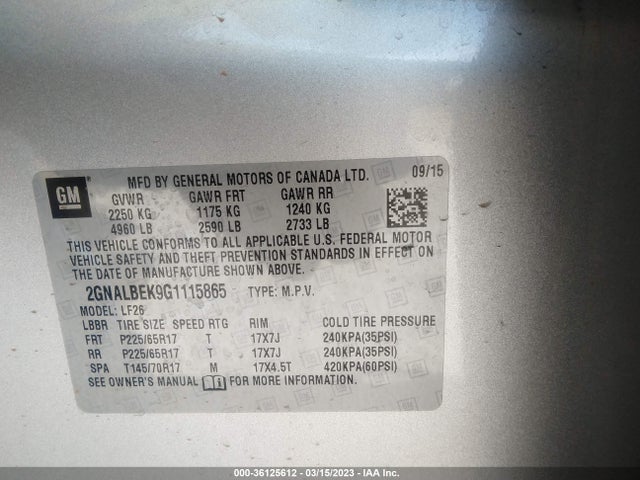 Chevrolet EQUINOX LS 2016 2GNALBEK9G1115865 Image 10