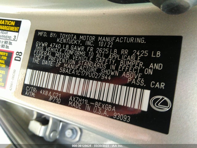 58AEA1C17PU027944 Lexus Es Es 300h Luxury