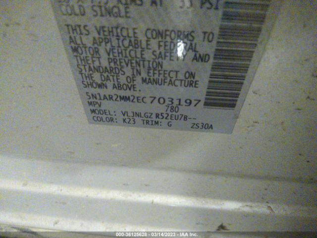 5N1AR2MM2EC703197 Nissan Pathfinder Sl