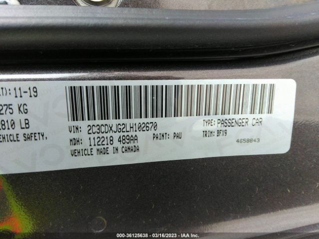 2C3CDXJG2LH102670 Dodge Charger Sxt
