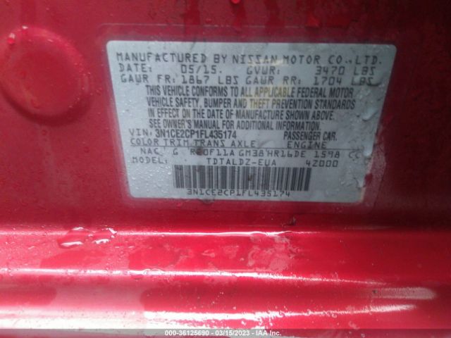 3N1CE2CP1FL435174 Nissan Versa Note Sv