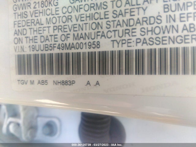 2021 Acura TLX, VIN: 19UUB5F49MA001958