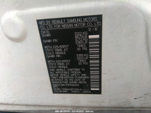KNMAT2MV7HP534452 Nissan ROGUE S