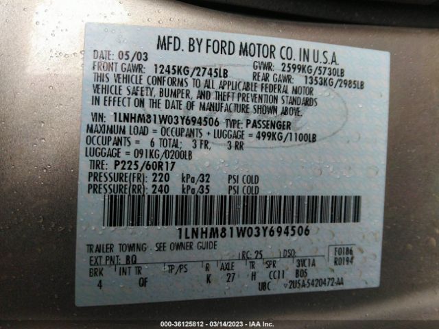 1LNHM81W03Y694506 Lincoln Town Car