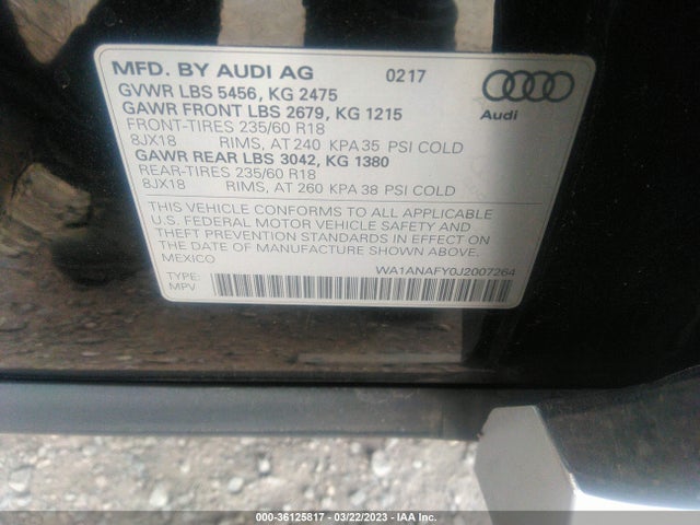 WA1ANAFY0J2007264 Audi Q5 Premium/tech Premium