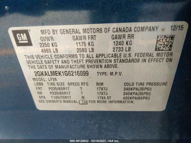 2GKALMEK1G6216099 GMC Terrain Sle