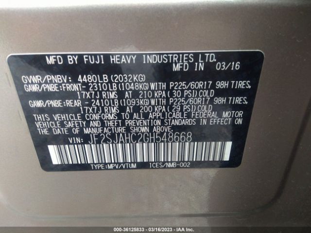JF2SJAHC2GH548668 Subaru Forester 2.5i Limited
