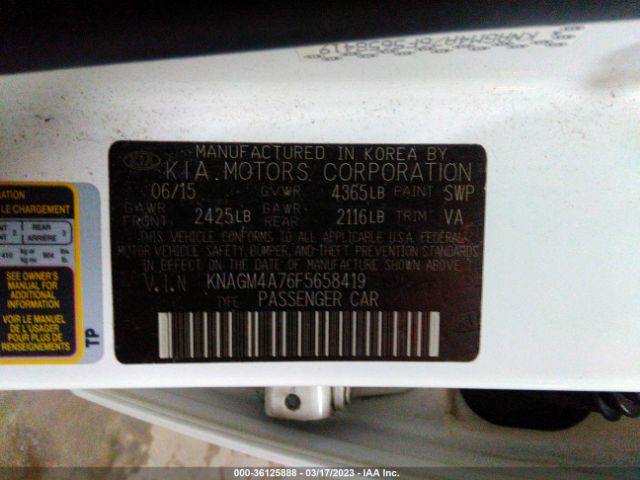 KNAGM4A76F5658419 KIA Optima Lx