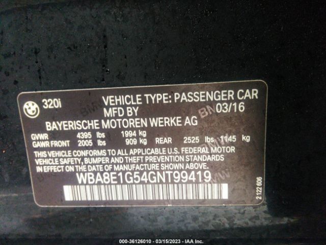 WBA8E1G54GNT99419 BMW 3 Series 320i