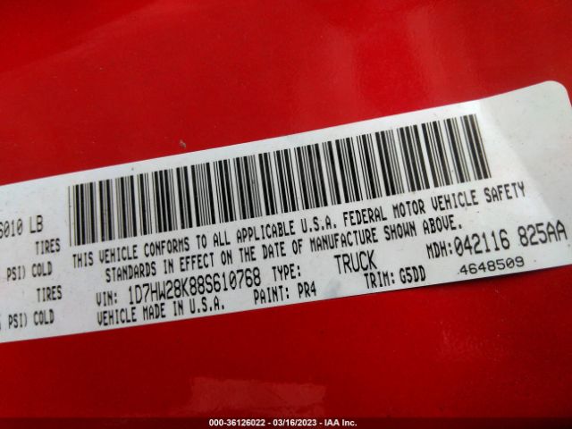 1D7HW28K88S610768 Dodge DAKOTA ST