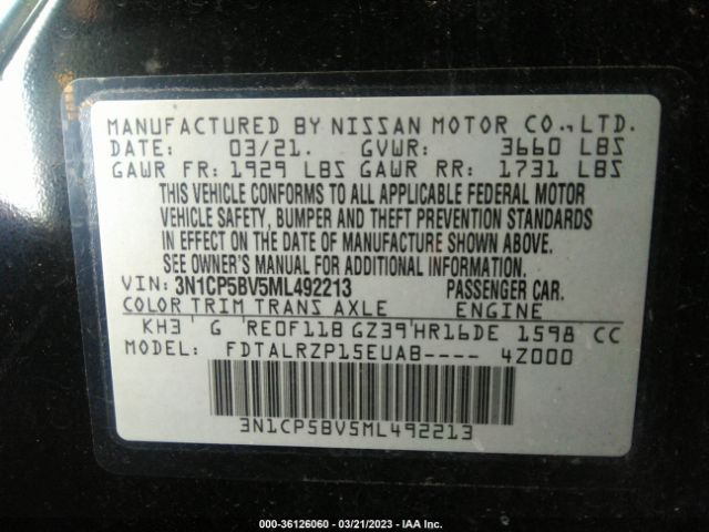 3N1CP5BV5ML492213 Nissan Kicks S Xtronic Cvt