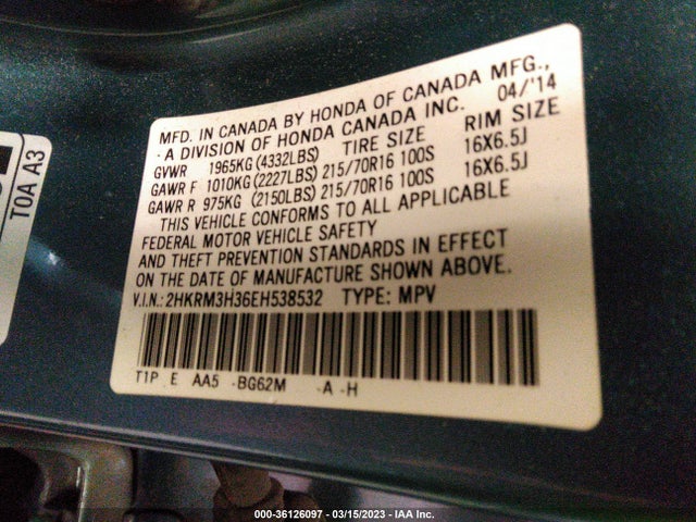 Honda CR-V LX 2014 2HKRM3H36EH538532 Image 10