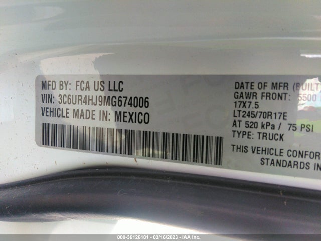 RAM 2500 Tradesman 2021 3C6UR4HJ9MG674006 Image 11