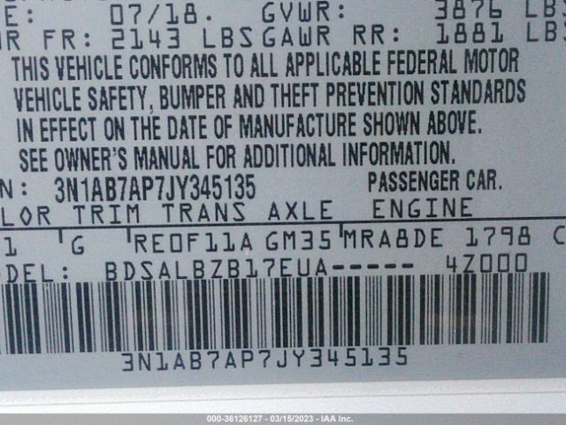 3N1AB7AP7JY345135 Nissan SENTRA S