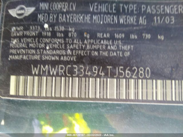 WMWRC33494TJ56280 Mini COOPER HARDTOP