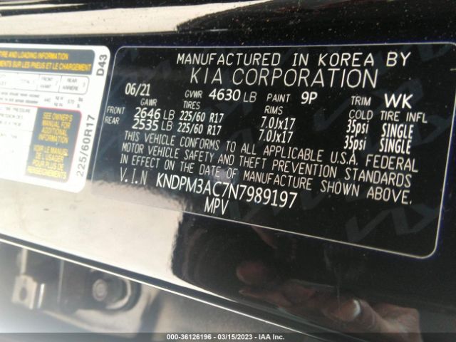 KNDPM3AC7N7989197 KIA Sportage Lx
