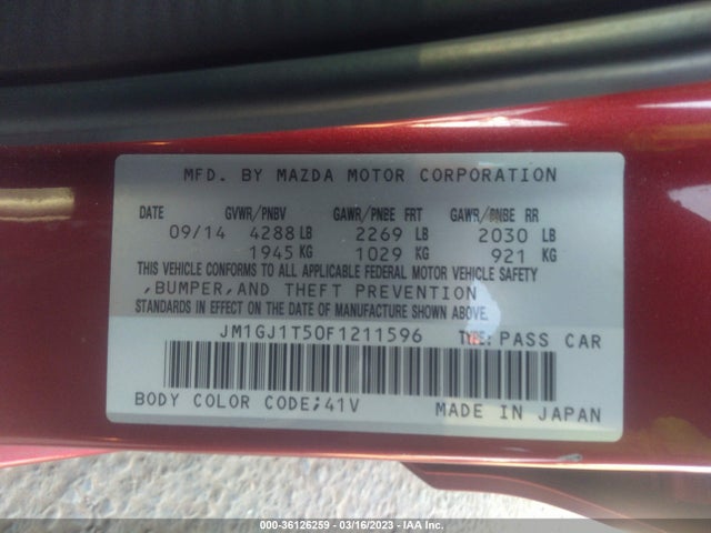 2015 Mazda 6, VIN: JM1GJ1T50F1211596